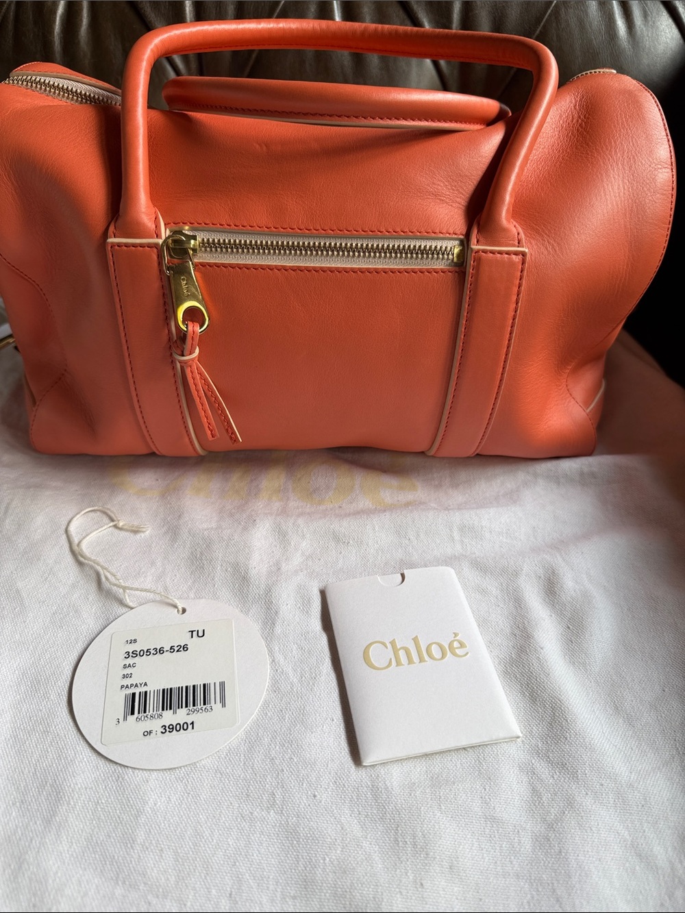Chloe Madeleine Leather Boston Bag - Double-Handle Satchel with Front Zip - Picture 2 of 5